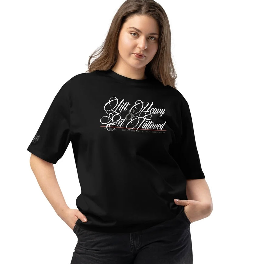 “Lift Heavy, Get Tattooed” Oversized heavyweight t-shirt