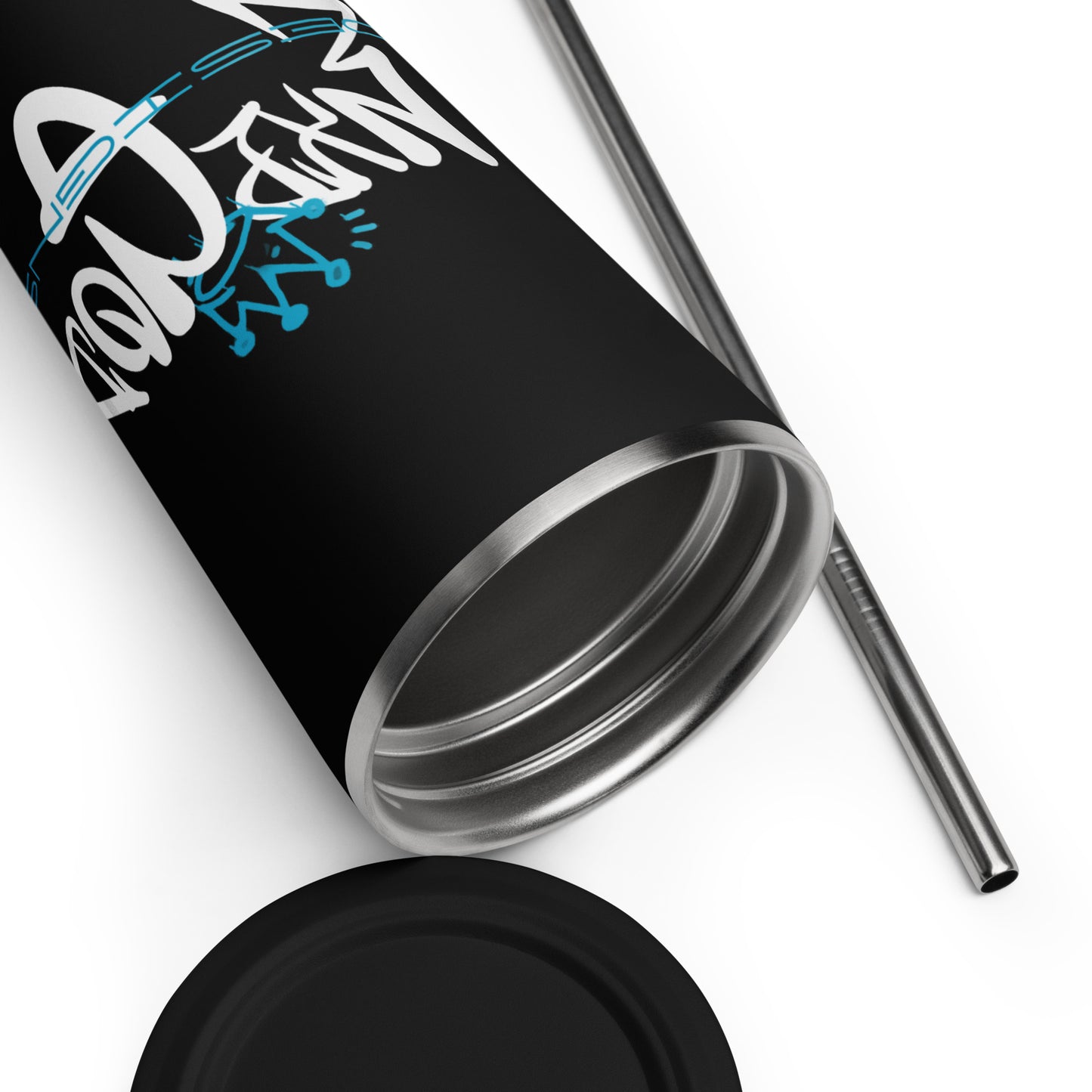 Insulated tumbler with a straw