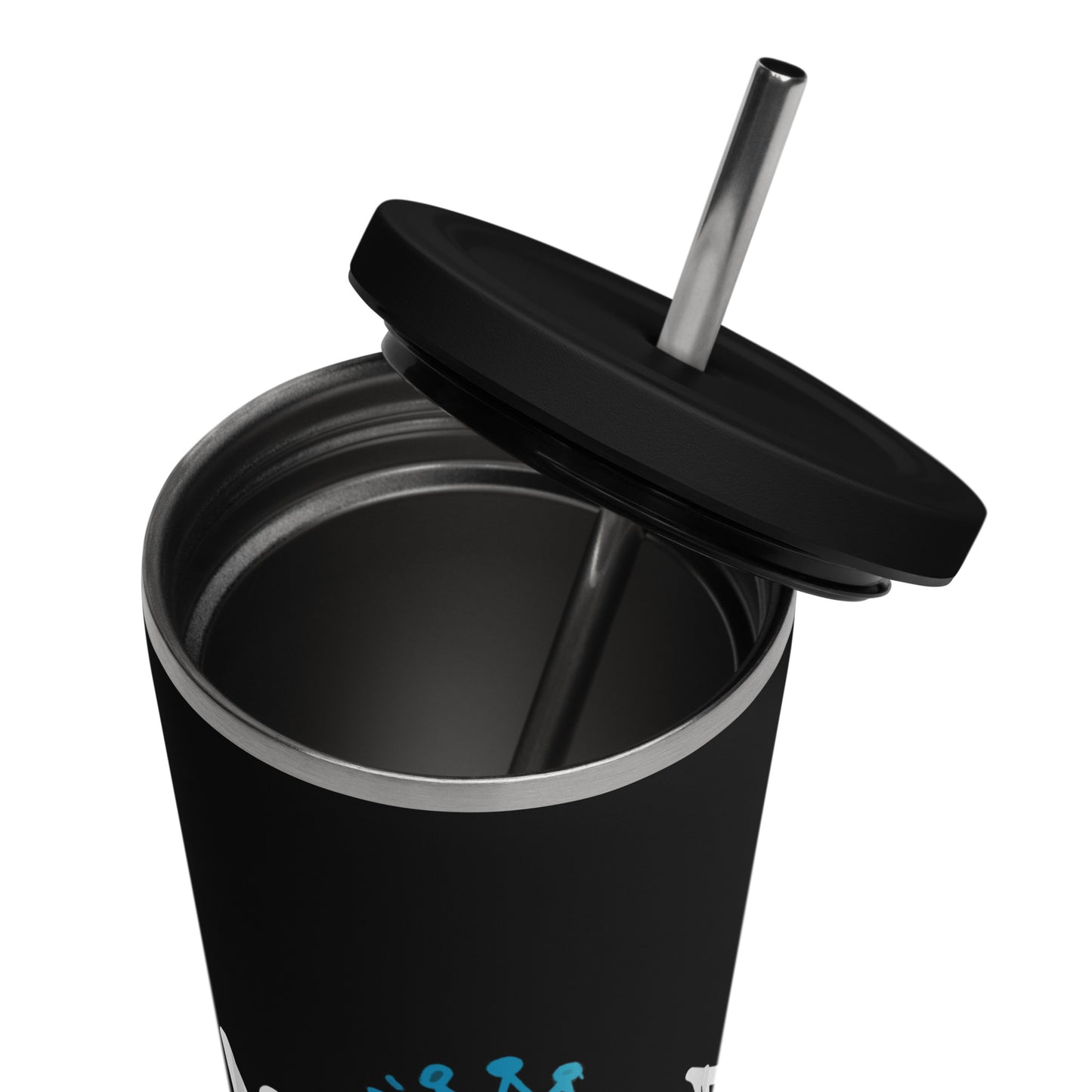 Insulated tumbler with a straw